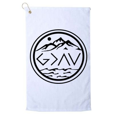 God Is Greater Than The High And Lows Graphic Inspirational Christian Mountain Golf Towel