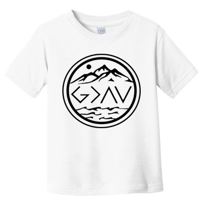 God Is Greater Than The High And Lows Graphic Inspirational Christian Mountain Toddler T-Shirt