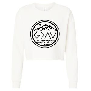 God Is Greater Than The High And Lows Graphic Inspirational Christian Mountain Cropped Pullover Crew