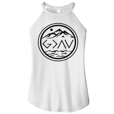 God Is Greater Than The High And Lows Graphic Inspirational Christian Mountain Women's Perfect Tri Rocker Tank
