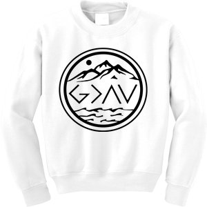 God Is Greater Than The High And Lows Graphic Inspirational Christian Mountain Kids Sweatshirt