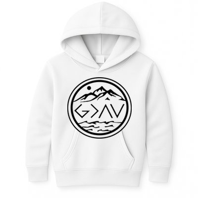 God Is Greater Than The High And Lows Graphic Inspirational Christian Mountain Kids Hoodie