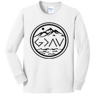 God Is Greater Than The High And Lows Graphic Inspirational Christian Mountain Kids Long Sleeve Shirt