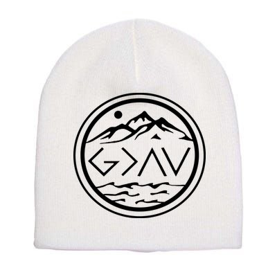 God Is Greater Than The High And Lows Graphic Inspirational Christian Mountain Short Acrylic Beanie
