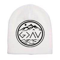 God Is Greater Than The High And Lows Graphic Inspirational Christian Mountain Short Acrylic Beanie