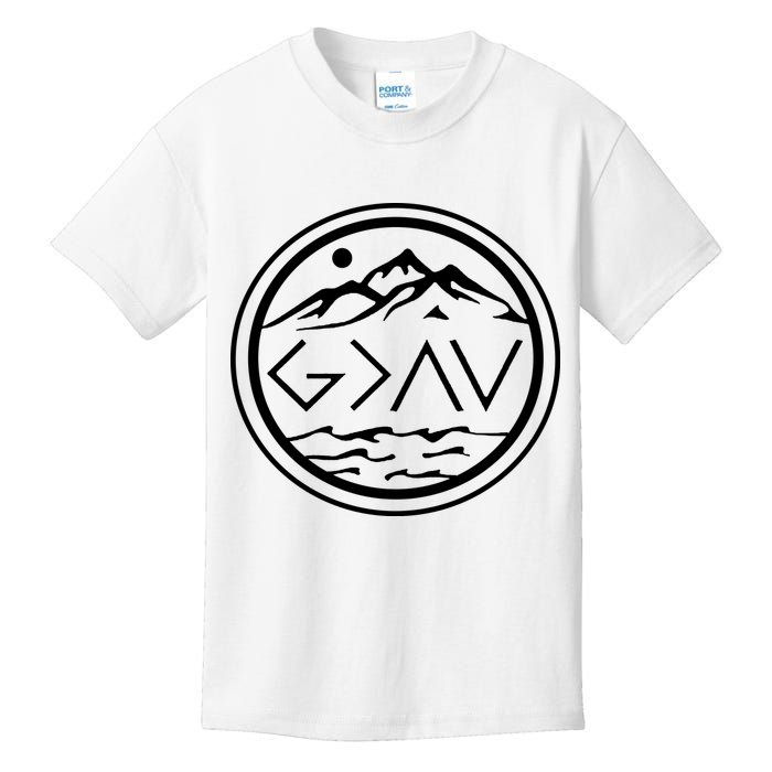 God Is Greater Than The High And Lows Graphic Inspirational Christian Mountain Kids T-Shirt