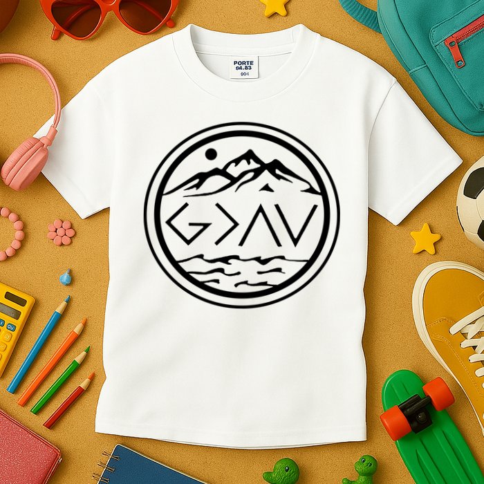 God Is Greater Than The High And Lows Graphic Inspirational Christian Mountain Kids T-Shirt