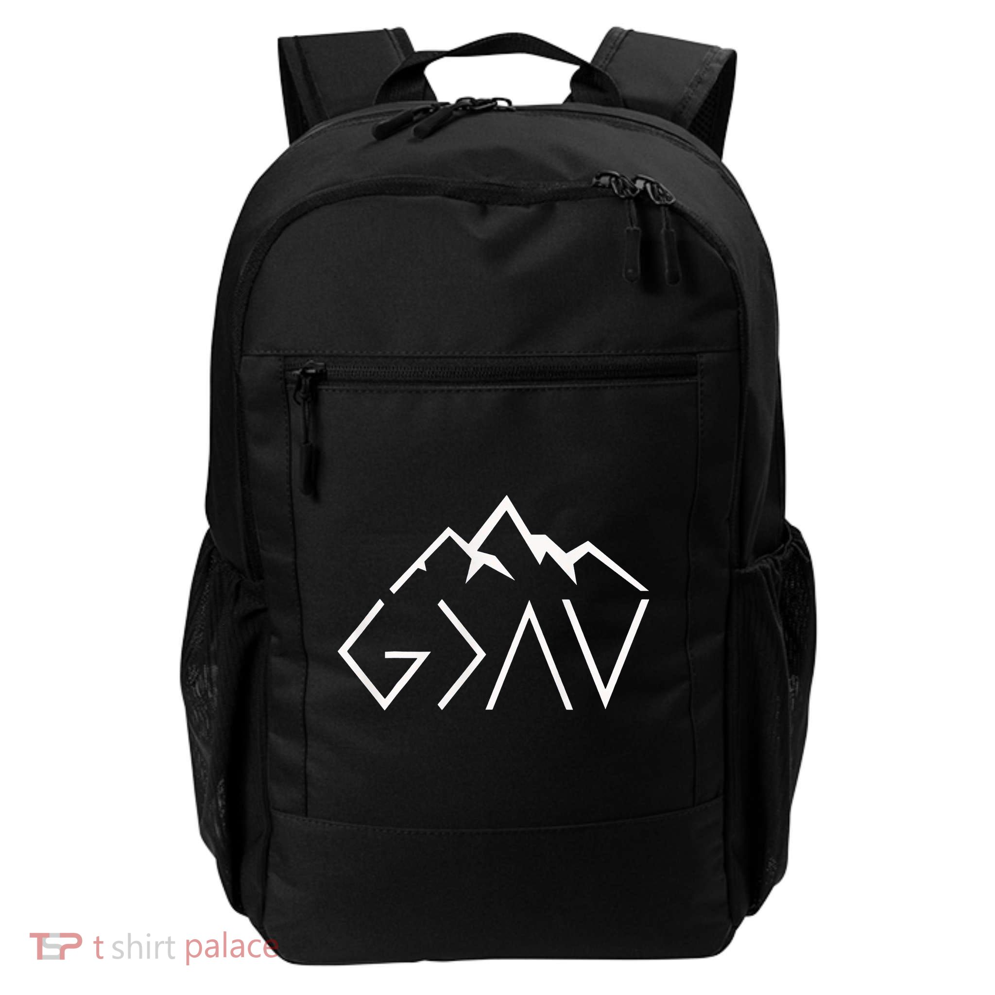 God Is Greater Than The Highs And Lows Minimalist Mountains Daily Commute Backpack