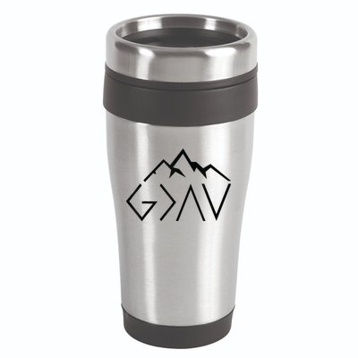 God Is Greater Than The Highs And Lows Minimalist Mountains 16oz Travel Tumbler