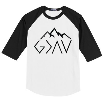 God Is Greater Than The Highs And Lows Minimalist Mountains Baseball Sleeve Shirt