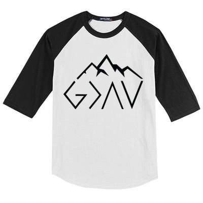God Is Greater Than The Highs And Lows Minimalist Mountains Kids Colorblock Raglan Jersey
