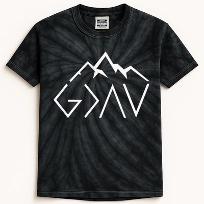God Is Greater Than The Highs And Lows Minimalist Mountains Kids Tie-Dye T-Shirt