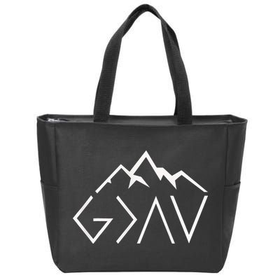 God Is Greater Than The Highs And Lows Minimalist Mountains Zip Tote Bag