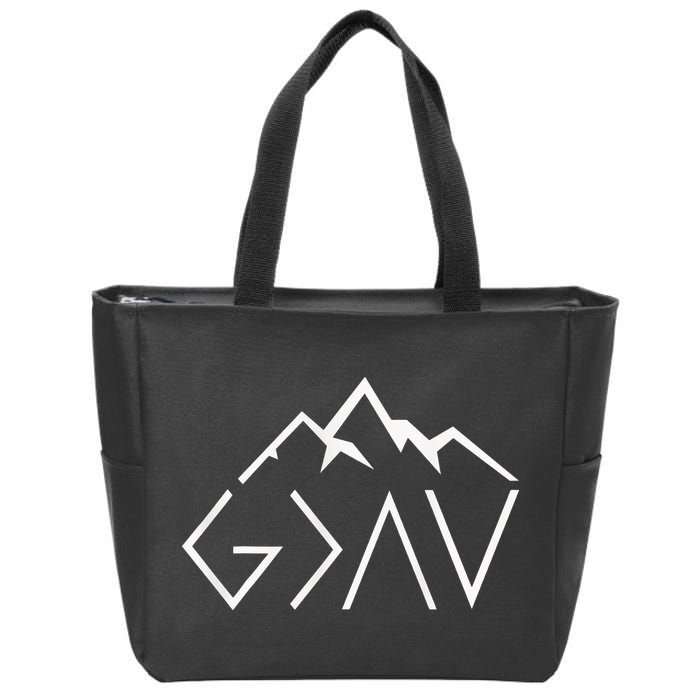 God Is Greater Than The Highs And Lows Minimalist Mountains Zip Tote Bag