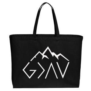 God Is Greater Than The Highs And Lows Minimalist Mountains Cotton Canvas Jumbo Tote