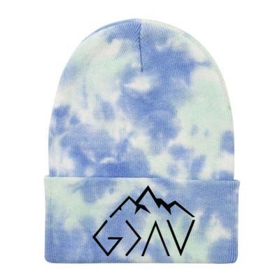 God Is Greater Than The Highs And Lows Minimalist Mountains Tie Dye 12in Knit Beanie