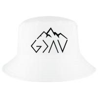 God Is Greater Than The Highs And Lows Minimalist Mountains Cool Comfort Performance Bucket Hat