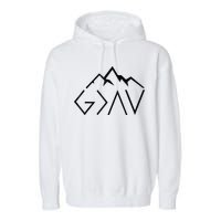 God Is Greater Than The Highs And Lows Minimalist Mountains Garment-Dyed Fleece Hoodie
