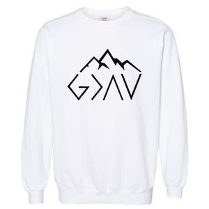 God Is Greater Than The Highs And Lows Minimalist Mountains Garment-Dyed Sweatshirt