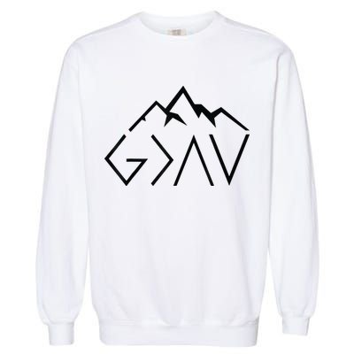 God Is Greater Than The Highs And Lows Minimalist Mountains Garment-Dyed Sweatshirt