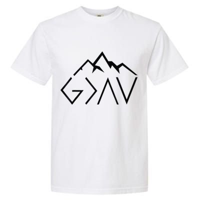 God Is Greater Than The Highs And Lows Minimalist Mountains Garment-Dyed Heavyweight T-Shirt