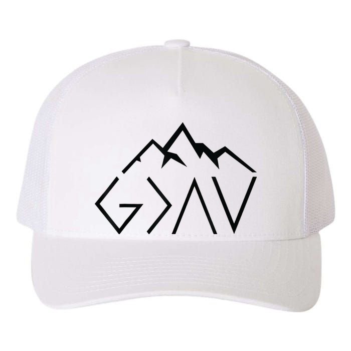 God Is Greater Than The Highs And Lows Minimalist Mountains Yupoong Adult 5-Panel Trucker Hat