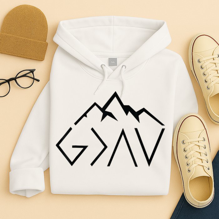 God Is Greater Than The Highs And Lows Minimalist Mountains Hoodie