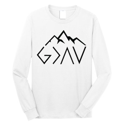 God Is Greater Than The Highs And Lows Minimalist Mountains Long Sleeve Shirt