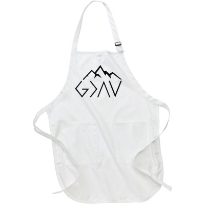 God Is Greater Than The Highs And Lows Minimalist Mountains Full-Length Apron With Pockets