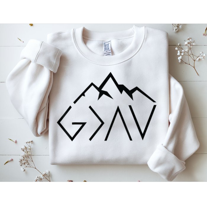 God Is Greater Than The Highs And Lows Minimalist Mountains Sweatshirt