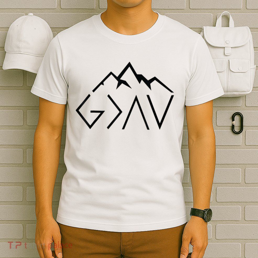 God Is Greater Than The Highs And Lows Minimalist Mountains T-Shirt