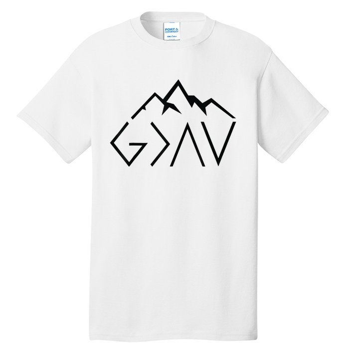 God Is Greater Than The Highs And Lows Minimalist Mountains Tall T-Shirt