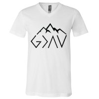 God Is Greater Than The Highs And Lows Minimalist Mountains V-Neck T-Shirt