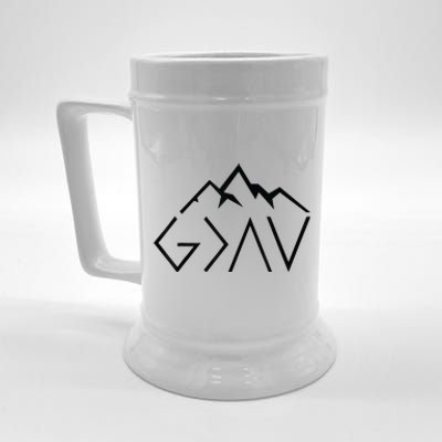 God Is Greater Than The Highs And Lows Minimalist Mountains Beer Stein