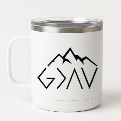 God Is Greater Than The Highs And Lows Minimalist Mountains 12 oz Stainless Steel Tumbler Cup