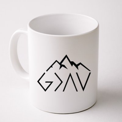 God Is Greater Than The Highs And Lows Minimalist Mountains Mug