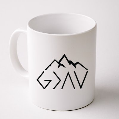 God Is Greater Than The Highs And Lows Minimalist Mountains Coffee Mug