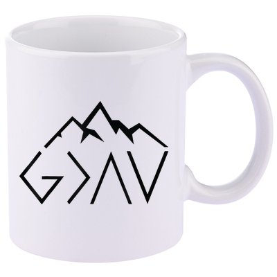 God Is Greater Than The Highs And Lows Minimalist Mountains 11oz C Handle Ceramic Mug