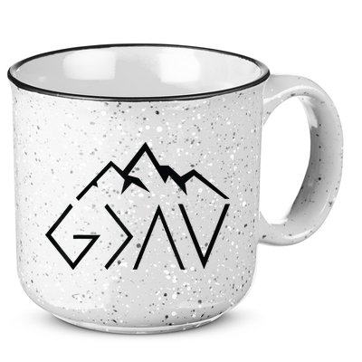 God Is Greater Than The Highs And Lows Minimalist Mountains 15oz Campfire Ceramic Mug