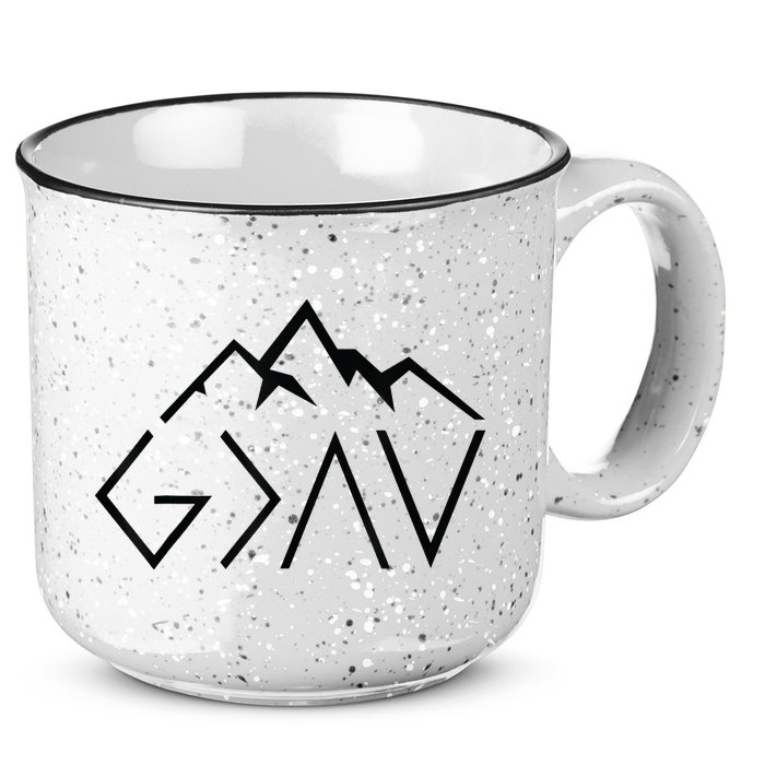 God Is Greater Than The Highs And Lows Minimalist Mountains 15oz Campfire Ceramic Mug