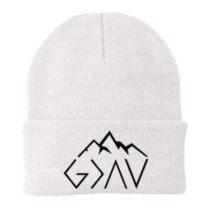 God Is Greater Than The Highs And Lows Minimalist Mountains Knit Cap Winter Beanie