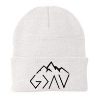 God Is Greater Than The Highs And Lows Minimalist Mountains Beanie