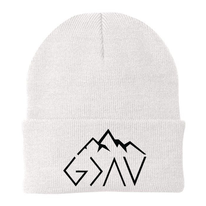 God Is Greater Than The Highs And Lows Minimalist Mountains Beanie