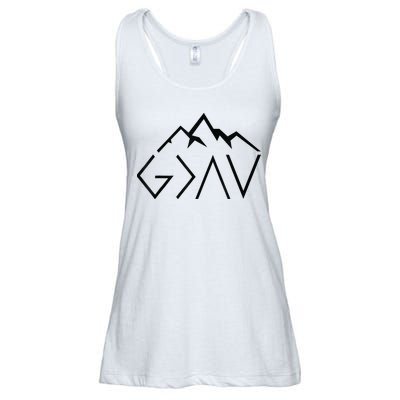 God Is Greater Than The Highs And Lows Minimalist Mountains Ladies Essential Flowy Tank