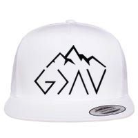 God Is Greater Than The Highs And Lows Minimalist Mountains Flat Bill Trucker Hat