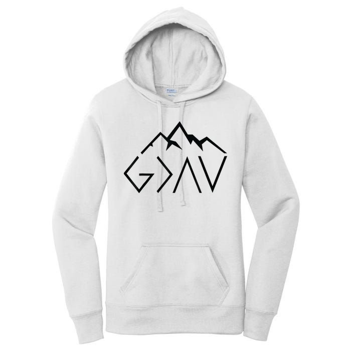 God Is Greater Than The Highs And Lows Minimalist Mountains Women's Pullover Hoodie