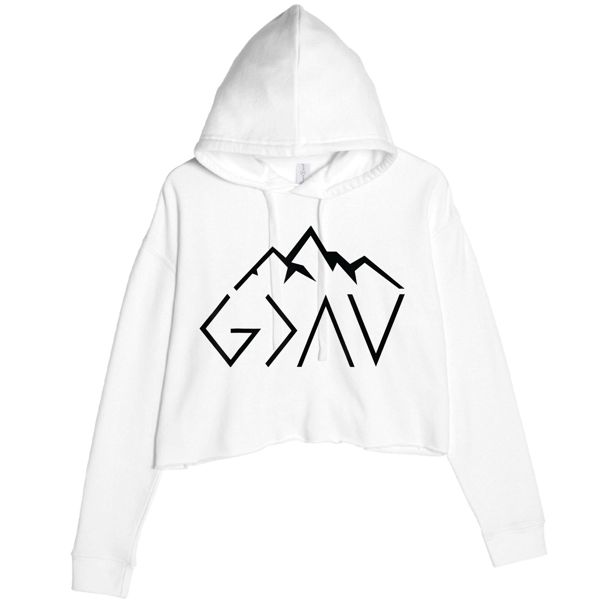 God Is Greater Than The Highs And Lows Minimalist Mountains Crop Fleece Hoodie