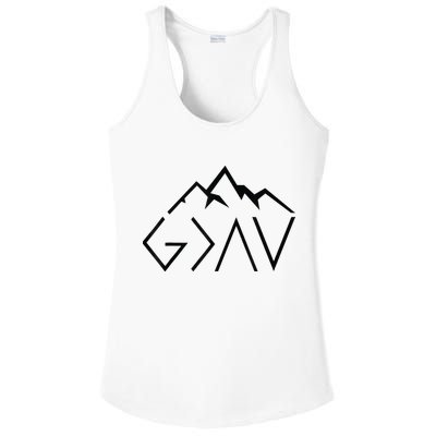 God Is Greater Than The Highs And Lows Minimalist Mountains Ladies PosiCharge Competitor Racerback Tank