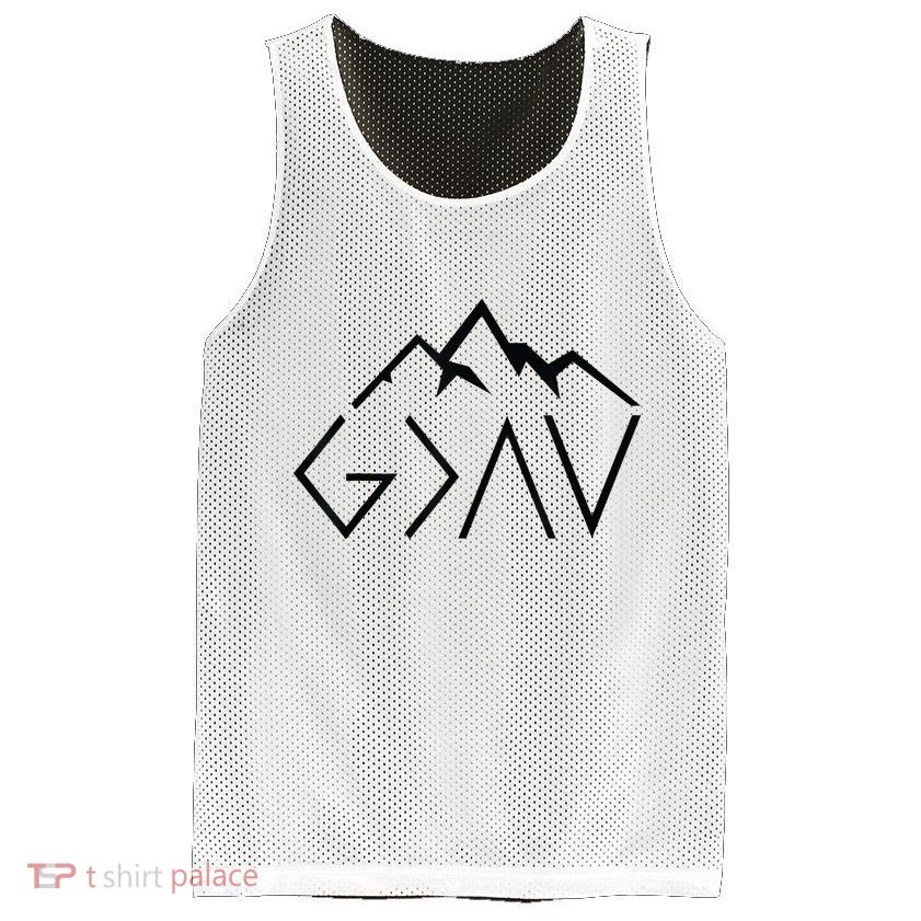 God Is Greater Than The Highs And Lows Minimalist Mountains Mesh Reversible Basketball Jersey Tank
