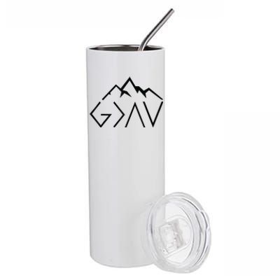 God Is Greater Than The Highs And Lows Minimalist Mountains Stainless Steel Tumbler